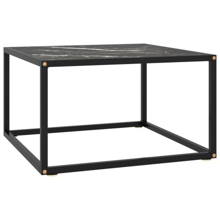 Mesa de centro negra con vidrio de mármol negro 60x60x35 cm en Mesas de centro | Comprar online en Foru.es
