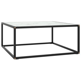 Mesa de centro negra con vidrio de mármol blanco 80x80x35 cm en Mesas de centro | Comprar online en Foru.es