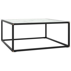 Mesa de centro negra con vidrio de mármol blanco 80x80x35 cm en Mesas de centro | Comprar online en Foru.es