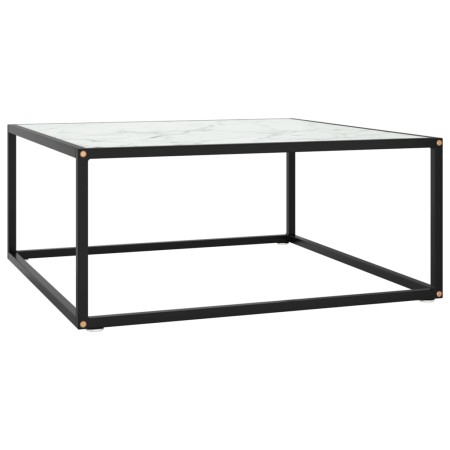 Mesa de centro negra con vidrio de mármol blanco 80x80x35 cm en Mesas de centro | Comprar online en Foru.es