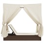 Tumbona doble con techo y cortinas ratán sintético marrón de , Tumbonas - Ref: Foro24-368073, Precio: 307,19 €, Descuento: %