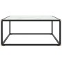 Mesa de centro negra con vidrio de mármol blanco 80x80x35 cm en Mesas de centro | Comprar online en Foru.es