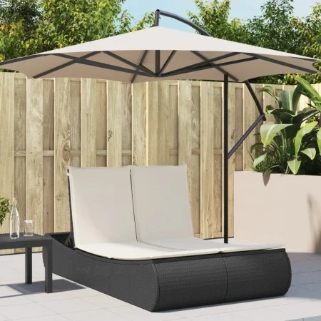 Tumbona doble con cojines ratán sintético negro de , Tumbonas - Ref: Foro24-368090, Precio: 303,79 €, Descuento: %