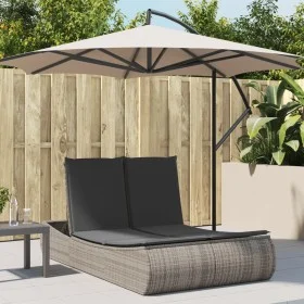 Tumbona doble con cojines ratán sintético gris de , Tumbonas - Ref: Foro24-368092, Precio: 313,44 €, Descuento: %