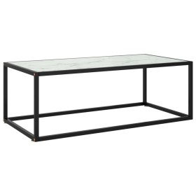 Mesa de centro negra con vidrio de mármol blanco 100x50x35 cm en Mesas de centro | Comprar online en Foru.es