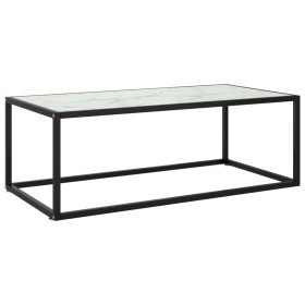 Mesa de centro negra con vidrio de mármol blanco 100x50x35 cm en Mesas de centro | Comprar online en Foru.es
