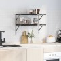 Estantes de pared 2 uds acero inoxidable negro 75x40x3 cm de , Estantes y estanterías - Ref: Foro24-30290, Precio: 51,81 €, D...