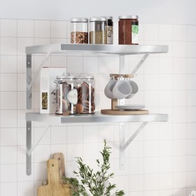 Estantes de pared 2 uds acero inoxidable plateado 50x40x3 cm de , Estantes y estanterías - Ref: Foro24-30284, Precio: 38,16 €...