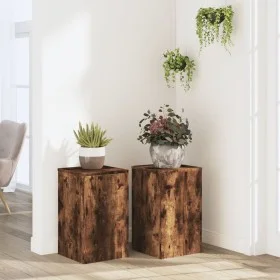Soportes de plantas 2 uds madera roble ahumado 30x30x50 cm de , Soportes para macetas - Ref: Foro24-852919, Precio: 60,55 €, ...