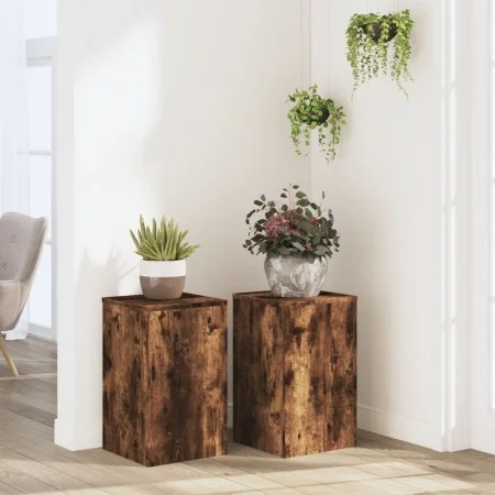 Soportes de plantas 2 uds madera roble ahumado 30x30x50 cm de , Soportes para macetas - Ref: Foro24-852919, Precio: 60,55 €, ...