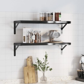 Estantes de pared 2 uds acero inoxidable negro 75x23,5x3 cm de , Estantes y estanterías - Ref: Foro24-30292, Precio: 40,61 €,...