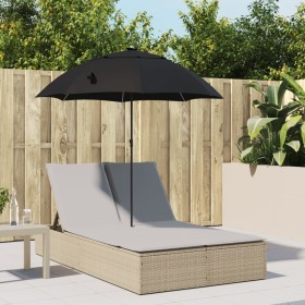 Tumbona doble con cojines y sombrilla ratán sintético beige de , Tumbonas - Ref: Foro24-368084, Precio: 265,24 €, Descuento: %