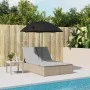 Doppel-Liegestuhl mit Kissen und Sonnenschirm aus synthetischem Rattan in Beige. von , Liegen - Ref: Foro24-368084, Preis: 29...