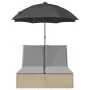 Double sun lounger with cushions and beige synthetic rattan umbrella by , Loungers - Ref: Foro24-368084, Price: 290,82 €, Dis...