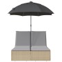 Tumbona doble con cojines y sombrilla ratán sintético beige de , Tumbonas - Ref: Foro24-368084, Precio: 265,24 €, Descuento: %