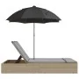 Tumbona doble con cojines y sombrilla ratán sintético beige de , Tumbonas - Ref: Foro24-368084, Precio: 290,82 €, Descuento: %
