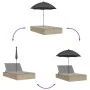 Doppel-Liegestuhl mit Kissen und Sonnenschirm aus synthetischem Rattan in Beige. von , Liegen - Ref: Foro24-368084, Preis: 29...