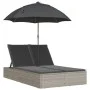 Doppelliege mit Kissen und Sonnenschirm aus hellem grauen Kunststoff-Rattan von , Liegen - Ref: Foro24-368086, Preis: 290,82 ...