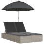 Tumbona doble cojines y sombrilla ratán sintético gris claro de , Tumbonas - Ref: Foro24-368086, Precio: 262,78 €, Descuento: %