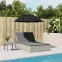 Doppelliege mit Kissen und Sonnenschirm aus hellem grauen Kunststoff-Rattan von , Liegen - Ref: Foro24-368086, Preis: 290,82 ...