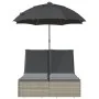 Doppelliege mit Kissen und Sonnenschirm aus hellem grauen Kunststoff-Rattan von , Liegen - Ref: Foro24-368086, Preis: 290,82 ...