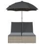 Tumbona doble cojines y sombrilla ratán sintético gris claro de , Tumbonas - Ref: Foro24-368086, Precio: 262,78 €, Descuento: %