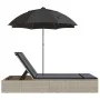 Doppelliege mit Kissen und Sonnenschirm aus hellem grauen Kunststoff-Rattan von , Liegen - Ref: Foro24-368086, Preis: 290,82 ...