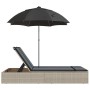 Tumbona doble cojines y sombrilla ratán sintético gris claro de , Tumbonas - Ref: Foro24-368086, Precio: 262,78 €, Descuento: %