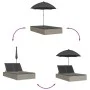 Doppelliege mit Kissen und Sonnenschirm aus hellem grauen Kunststoff-Rattan von , Liegen - Ref: Foro24-368086, Preis: 290,82 ...