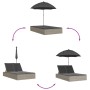 Tumbona doble cojines y sombrilla ratán sintético gris claro de , Tumbonas - Ref: Foro24-368086, Precio: 262,78 €, Descuento: %