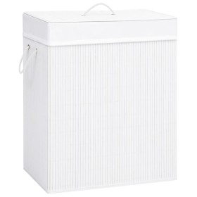 Cesta para la ropa sucia de bambú de una sección blanca 83 l de vidaXL, Cestas para ropa - Ref: Foro24-320752, Precio: 34,00 ...