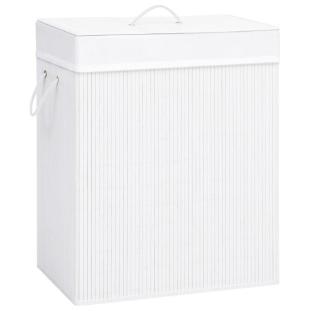 Cesta para la ropa sucia de bambú de una sección blanca 83 l de vidaXL, Cestas para ropa - Ref: Foro24-320752, Precio: 34,00 ...