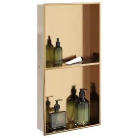 Shower niche in brushed gold stainless steel, 32x62x9 cm by , Shower walls and screens - Ref: Foro24-4005133, Price: 111,94 €...