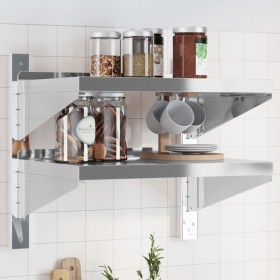 Estante de pared acero inoxidable plateado 50x40x60 cm de , Estantes y estanterías - Ref: Foro24-30315, Precio: 58,99 €, Desc...
