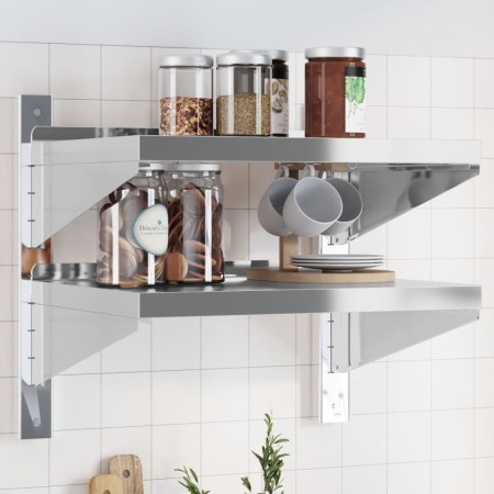 Estante de pared acero inoxidable plateado 50x40x60 cm de , Estantes y estanterías - Ref: Foro24-30315, Precio: 58,99 €, Desc...