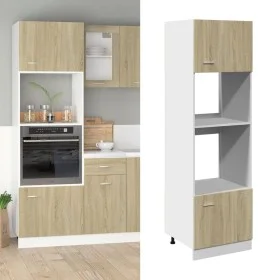 Armario de microondas contrachapada color roble 60x57x207 cm de , Armarios de cocina - Ref: Foro24-849627, Precio: 211,36 €, ...