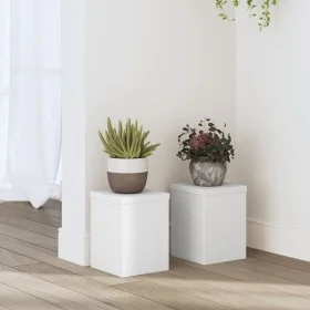 Soportes de plantas 2 uds madera ingeniería blanco 10x10x18 cm de , Soportes para macetas - Ref: Foro24-852888, Precio: 25,81...