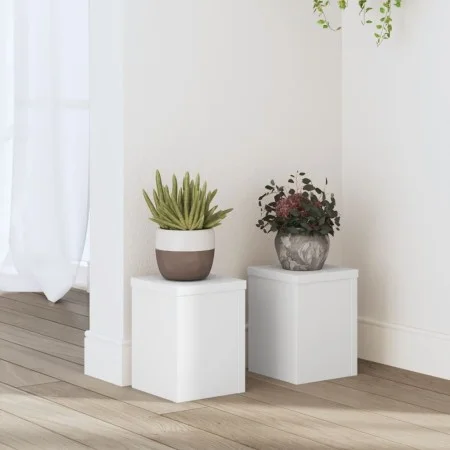 Plant stands 2 units engineered wood white 10x10x18 cm by , Pot stands - Ref: Foro24-852888, Price: 25,81 €, Discount: %