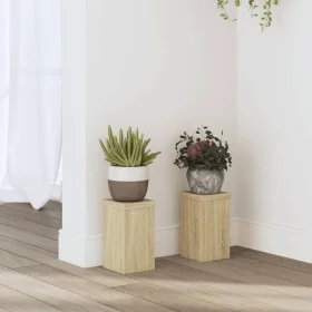 Soportes de plantas 2 uds madera roble Sonoma 10x10x18 cm de , Soportes para macetas - Ref: Foro24-852881, Precio: 18,63 €, D...