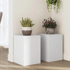 Soportes de plantas 2 uds madera ingeniería blanco 25x25x35 cm de , Soportes para macetas - Ref: Foro24-852906, Precio: 40,03...