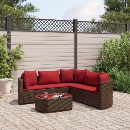 Set sofás de jardín 6 piezas y cojines ratán sintético marrón de , Conjuntos de jardín - Ref: Foro24-3308397, Precio: 398,31 ...
