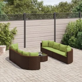 Set de sofás de jardín 9 pzas y cojines ratán sintético marrón de , Conjuntos de jardín - Ref: Foro24-3308430, Precio: 735,37...