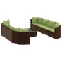 Set de sofás de jardín 9 pzas y cojines ratán sintético marrón de , Conjuntos de jardín - Ref: Foro24-3308430, Precio: 747,82...