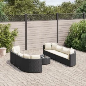 Set de sofás de jardín con cojines 9 pzas ratán sintético negro de , Conjuntos de jardín - Ref: Foro24-3308424, Precio: 622,1...