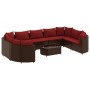 Set de sofás de jardín 10 pzas y cojines ratán sintético marrón de , Conjuntos de jardín - Ref: Foro24-3308405, Precio: 711,0...
