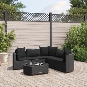 Set de sofás de jardín 6 piezas y cojines ratán sintético negro de , Conjuntos de jardín - Ref: Foro24-3308395, Precio: 418,2...