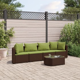 Set comedor de jardín 5 piezas y cojines ratán sintético marrón de , Conjuntos de jardín - Ref: Foro24-3308374, Precio: 401,8...