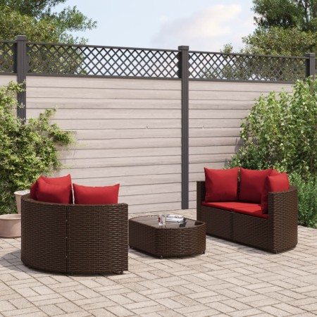 Set comedor de jardín 5 piezas y cojines ratán sintético marrón de , Conjuntos de jardín - Ref: Foro24-3308445, Precio: 372,7...
