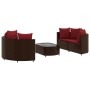 Set comedor de jardín 5 piezas y cojines ratán sintético marrón de , Conjuntos de jardín - Ref: Foro24-3308445, Precio: 372,7...