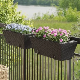 Blumenkästen mit Haken, 2 Stück, schwarzes Kunststoff-Rattan. von , Töpfe und Pflanzgefäße - Ref: Foro24-366401, Preis: 56,28...